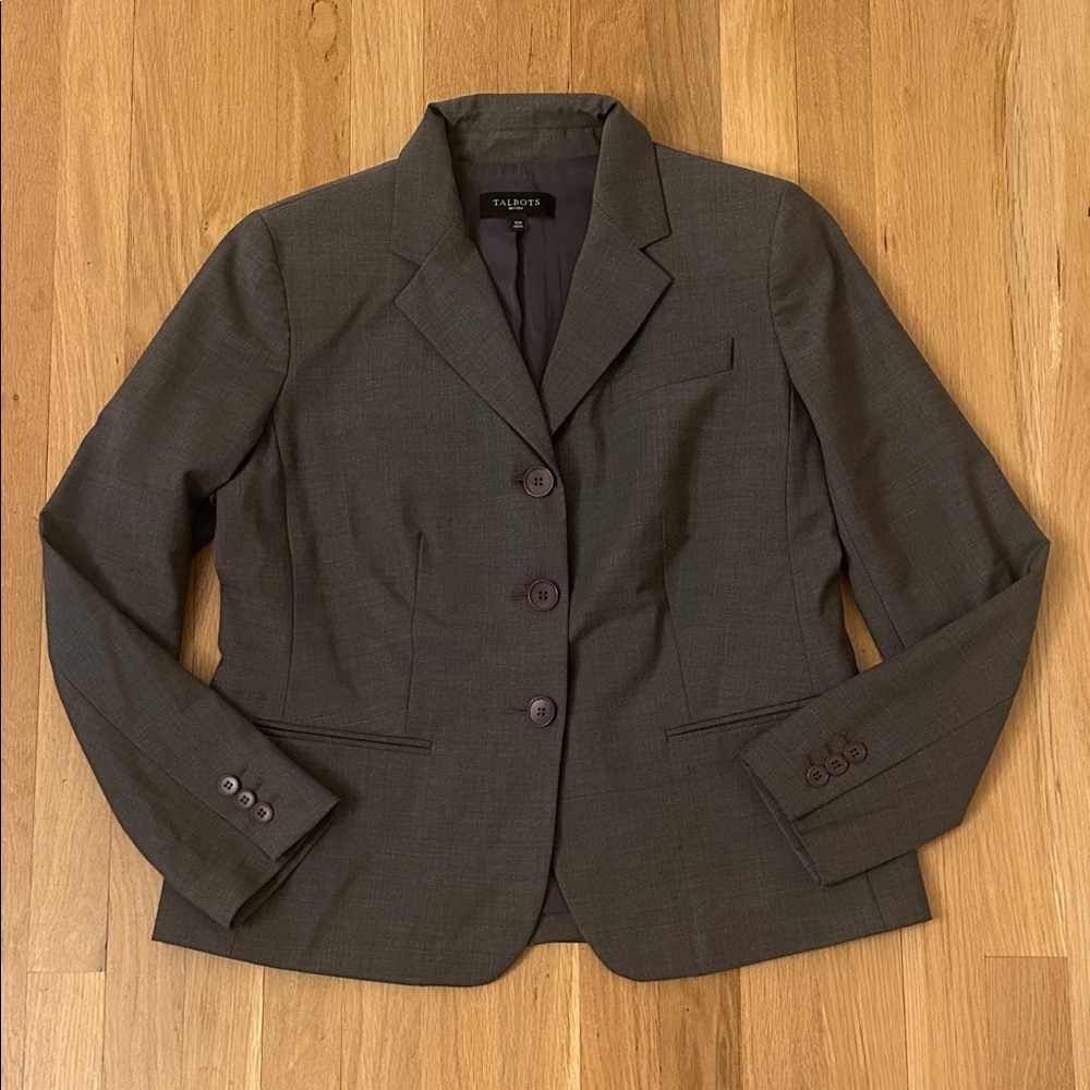 Talbots Wool Blend Three Button Lined Gray Blazer… - image 2